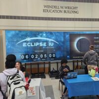 School of Education students use the IQ-Wall to host an outreach event during the total solar eclipse on April 8th, 2024.