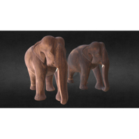 Elephant Photogrammetry and Scan Comparison on top a black screen.